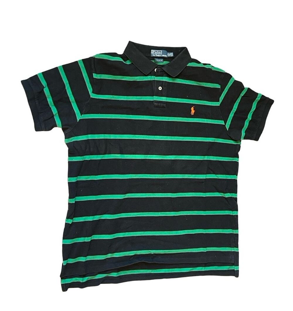 Polo Ralph Lauren Custom Fit Striped Polo Shirt XXL Black Green